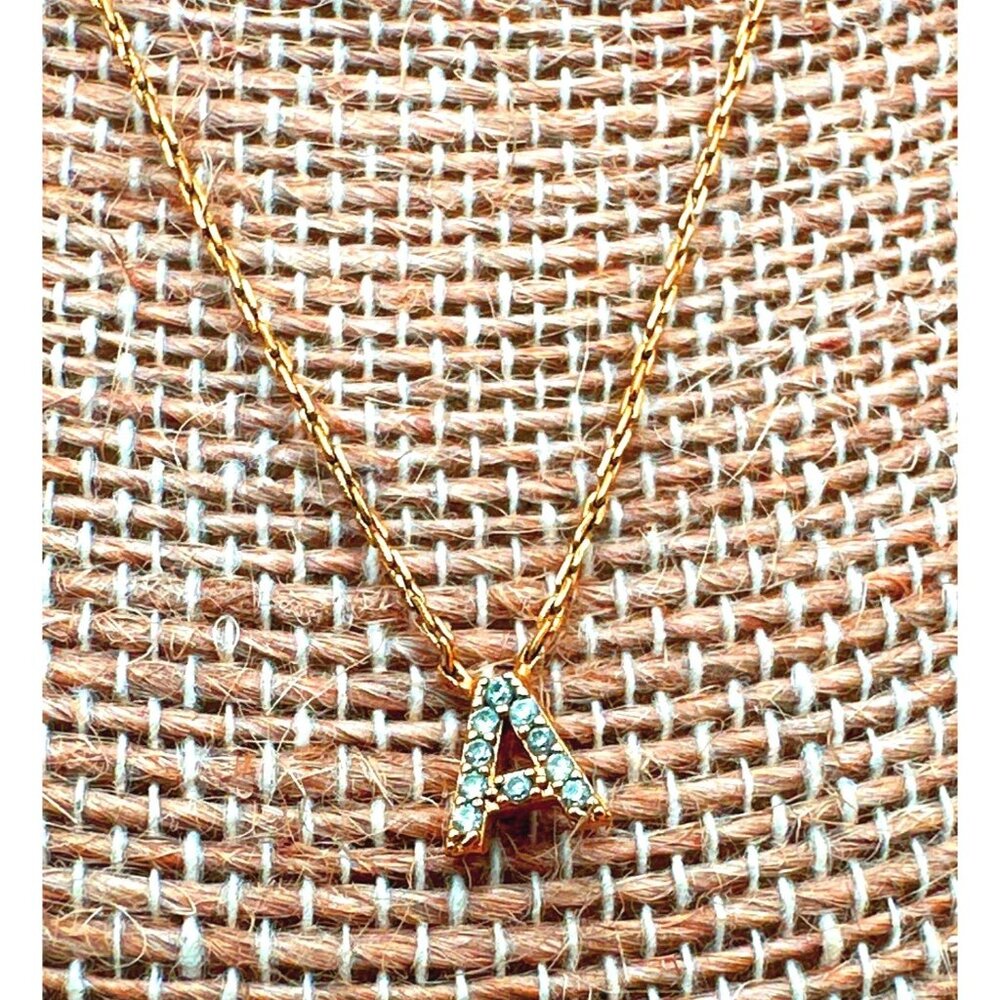 Dainty Letter "A" Initial Pendant Necklace Mini Gold Plating Adjustable Chain